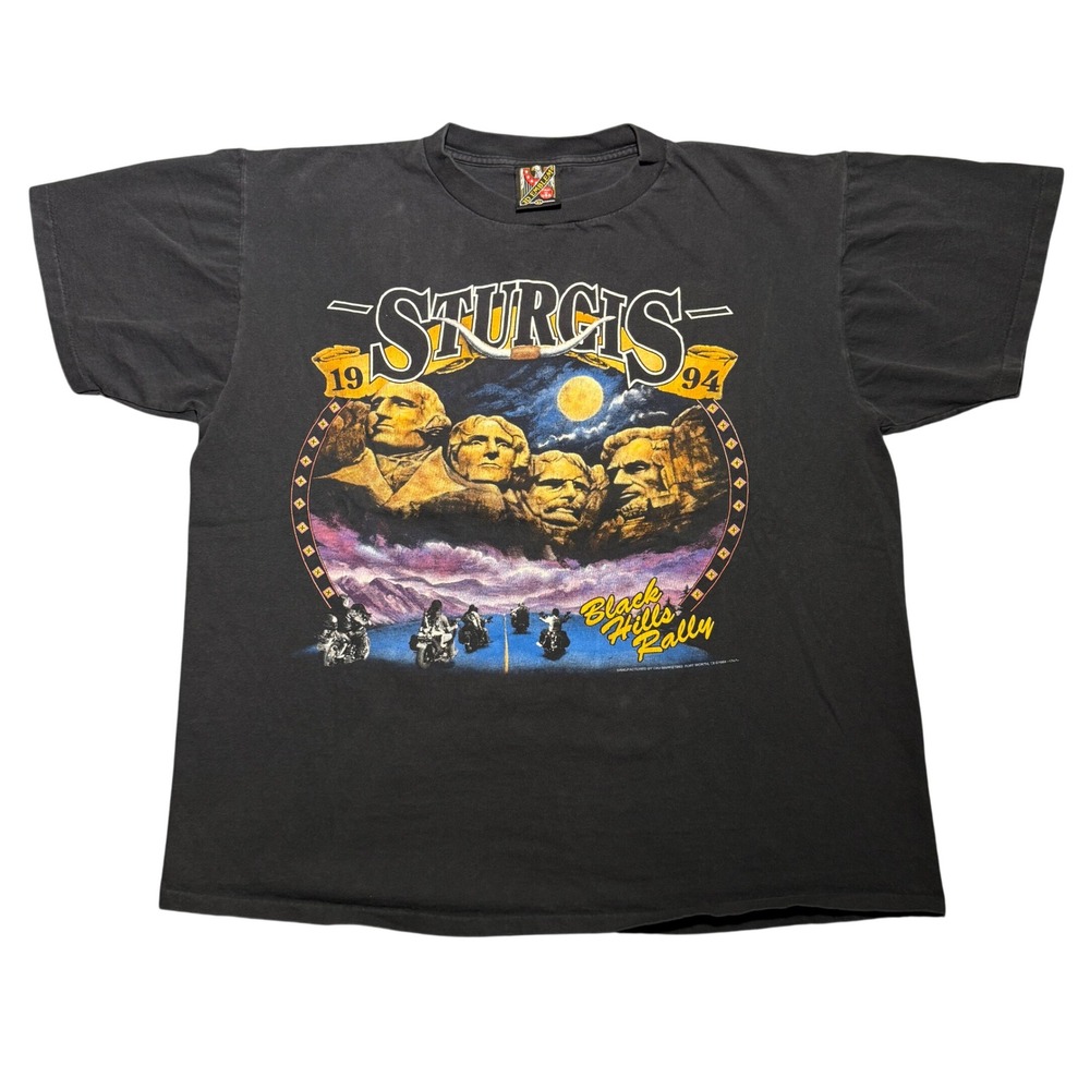 Vintage 1994 Sturgis Black Hills Rally 3D Emblem T Shirt XL Mount Rushmore USA